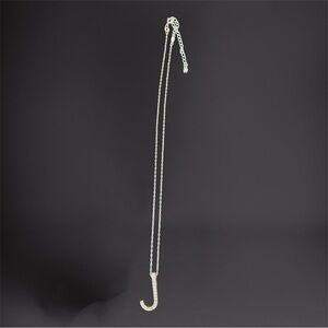 Silver Tone J Initial Pendant Necklace with Rhinestones